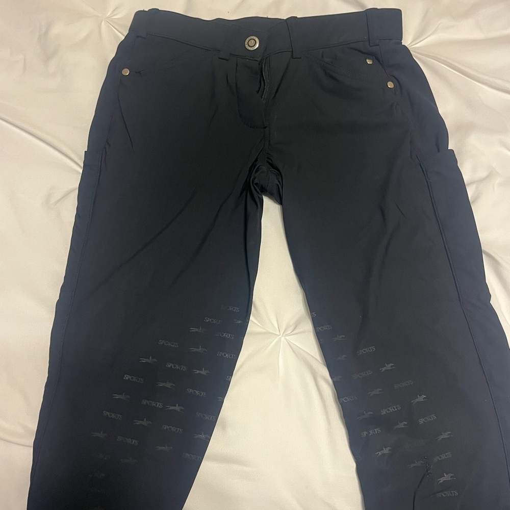 schockemohle size 24 black women’s knee patch breeches